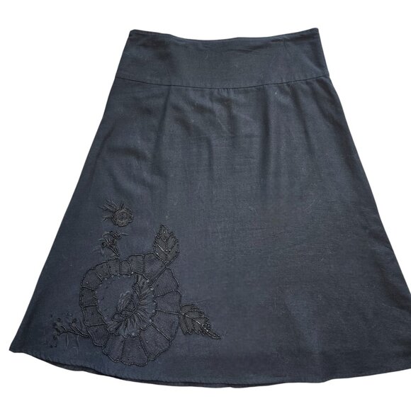 le chateau Black A Line beaded skirt Size M - Picture 2 of 6